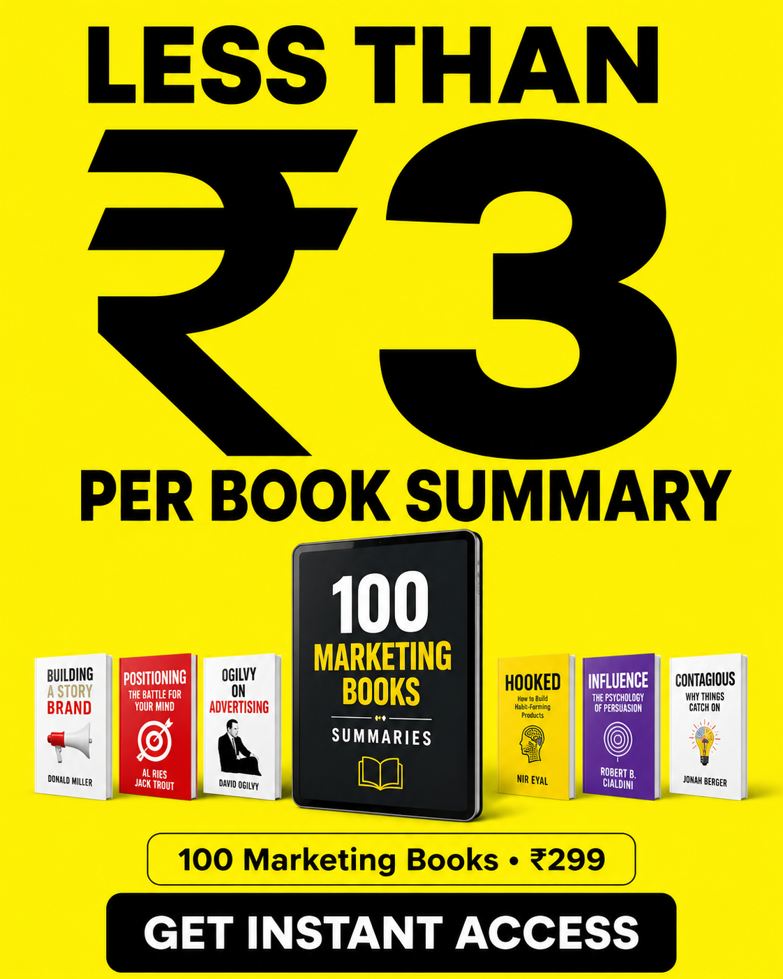 Less than ₹3 per book summary — 100 Marketing Books for ₹299